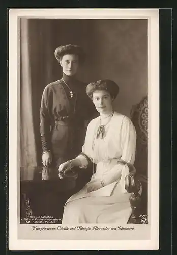 AK Kronprinzessin Cäcilie und Königin Alexandra von Dänemark