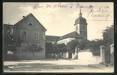 AK Porrentruy, L`Eglise, Kirche im Sonnenschein