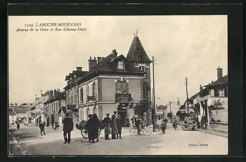 AK Laroche-Migennes, Avenue de la Gare et Rue Etienne-Dolet