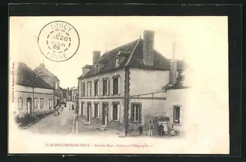 AK Saint-Aubin-Chateauneuf, Grande-Rue - Postes et Télégraphe