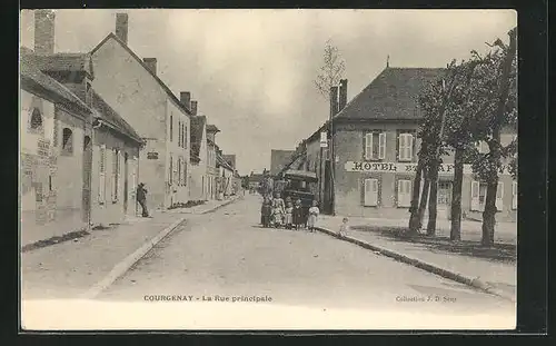 AK Courgenay, La Rue principale, Strassenpartie