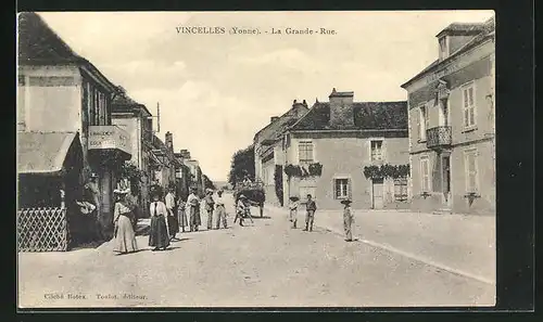 AK Vincelles, La Grande-Rue, Strassenpartie