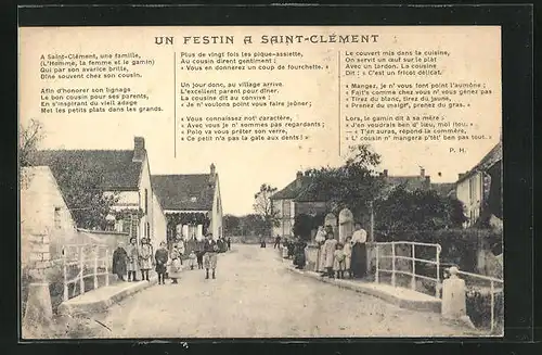 AK Saint-Clément, Un Festin, Einwohner auf einer Strasse