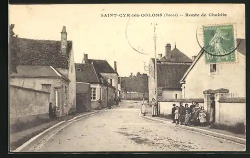 AK Saint-Cyr-les-Colons, Route de Chablis, Kinder auf der Strasse