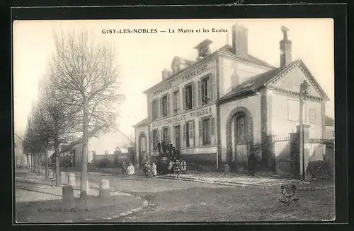 AK Gisy-les-Nobles, La Mairie et les Ecoles, Rathaus und Schule