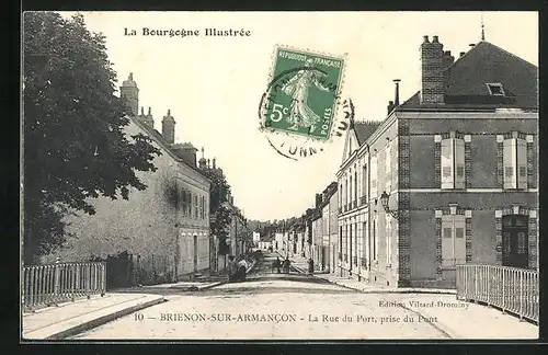 AK Brienon-sur-Armancon, La Rue du Port, prise du Pont