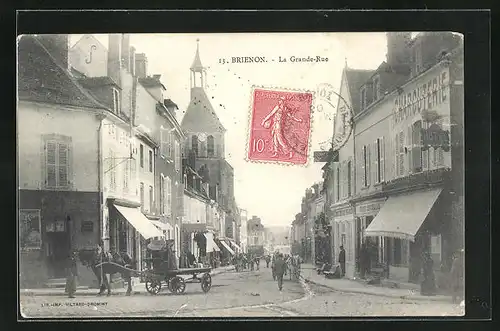 AK Brienon, La Grande-Rue, Strassenpartie