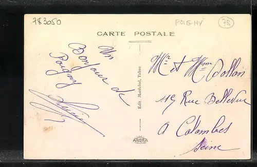 AK Poigny, Strassenpartie am Restaurant Maréchal