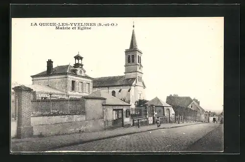 AK La Queue-lez-Yvelines, Mairie et Eglise