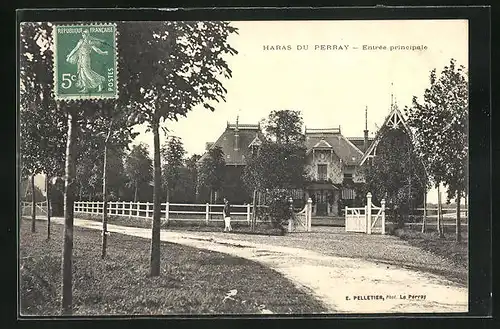 AK Haras-du-Perray, Entrée principale, Strassenpartie am Gutshaus