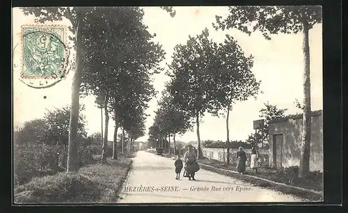 AK Mézières-sur-Seine, Grande Rue vers Epone