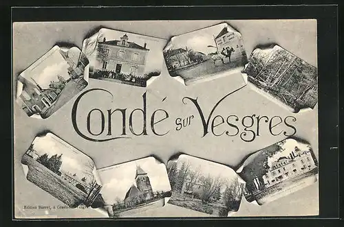 AK Condé sur Vesgres, Collage mit Ansichtskartenmotiven