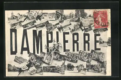 AK Dampierre, Collage mit Ansichtskartenmotiven