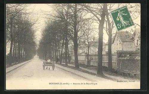 AK Houdan, Avenue de la République, Strassenpartie