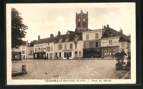 AK Neauphle-le-Chateau, Place du Marche, Pharamacie et Boutiques