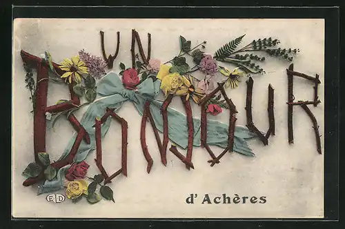 AK Achères, Blumengruss aus der Stadt
