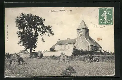 AK Tacoignières, l`Eglise, Blick zur Kirche
