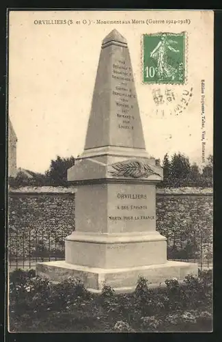 AK Orvilliers, Monument aux Marts, Gerre 1914-18
