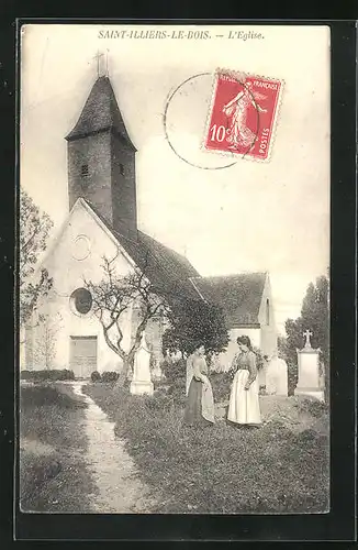 AK Saint-Illiers-le-Bois, Femmes avant l`Eglise