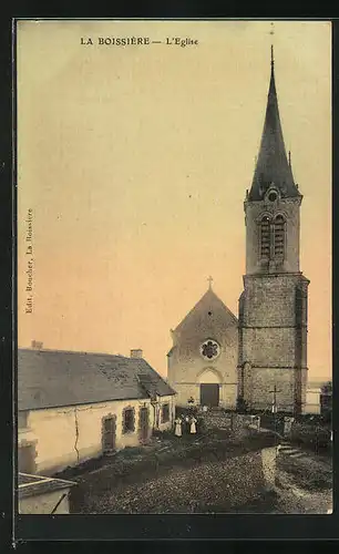 AK La Boissiere, Kirche im Abendlicht