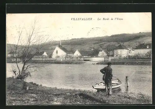 AK Villevallier, Angler am Ufer der Yonne