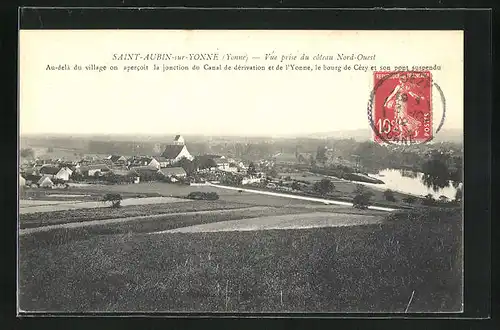 AK Saint-Aubin-sur-Yonne, Vue prise du côteau Nord-Ouest