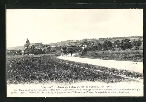 AK Dixmont, Aspect du Village du coté de Villeneuve-sur-Yonne