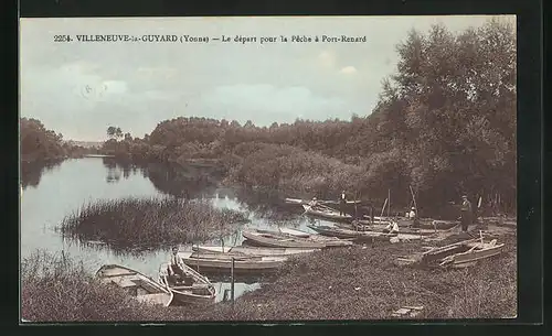 AK Villeneuve-la-Guyard, Le départ pour la Peche à Port-Renard