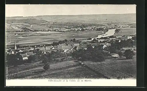 AK Vincelles, Vue panoramique et la Vallée de la Marne