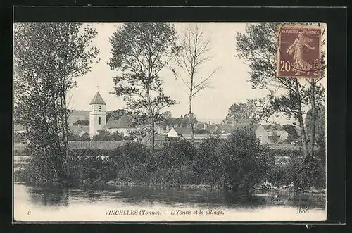 AK Vincelles, l'Yonne et le village