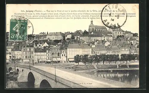 AK Joigny, Vue sur le Pont et sur la partie orientale de la Ville prise du Café de la Marine