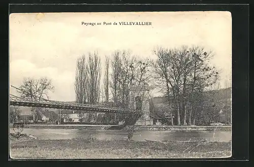 AK Villevallier, Paysage au Pont