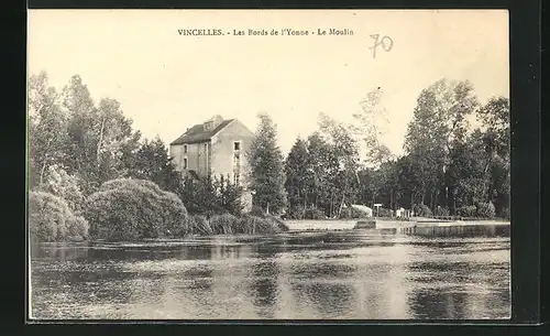 AK Vincelles, Les Bords de l`Yonne Le Moulin