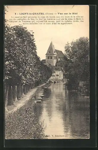 AK Ligny-le-Chatel, Vue sur le Bief