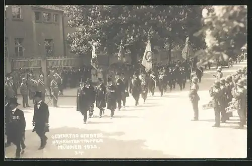 Foto-AK München-Neuhausen, Gedenktag der Bayr. Nachrichten Truppen 1922, Lothstrasse