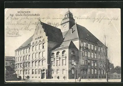 AK München-Schwabing, Kgl. Gisela-Kreisrealschule, Arcisstrasse 65