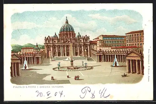 Lithographie Roma, Piazza di S. Pietro e Basilica Vaticana
