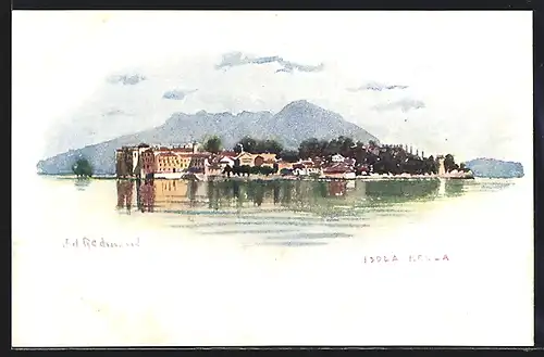 Künstler-AK Isola Bella, Blick zur Insel