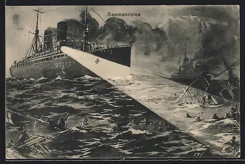 AK Kriegsschiff auf hoher See seemannslos