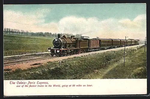 AK französische Eisenbahn, Express-Lokomotive zwischen Calais-Paris