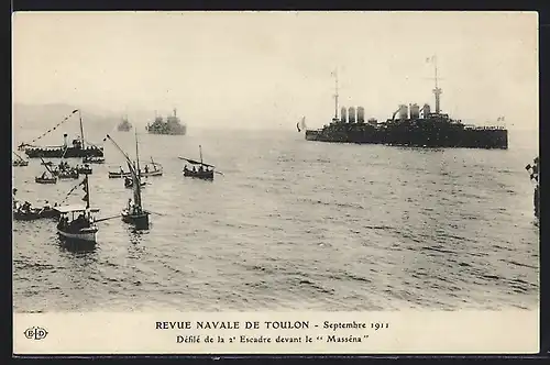 AK Toulon, Revue Navale, Défilé de la 2e Escadre devant le Masséna
