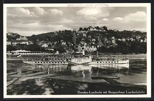 AK Dresden-Loschwitz, Dampfer Dresden mit Berggasthaus Loschwitzhöhe