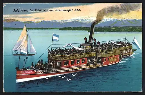 AK Salondampfer München am Starnberger See