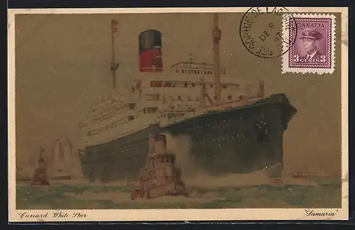 Künstler-AK Passagierschiff Samaria, Cunard White Star