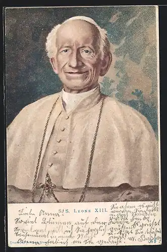 AK Papst Leo XIII., Portrait vor Himmel-Hintergrund