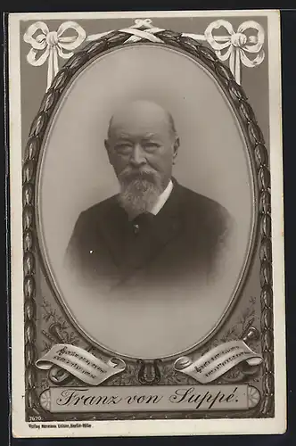 Passepartout-AK Franz von Suppé, Portrait im Ehrenkranz