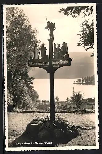 AK Wegweiser im Schwarzwald Richtung St. Blasien und Lenzkirch