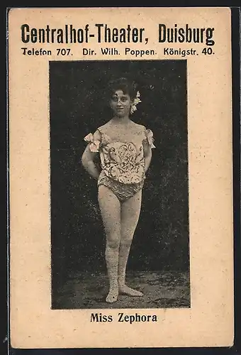 AK Duisburg, Miss Zephora im Centralhof-Theater in der Königstrasse 40