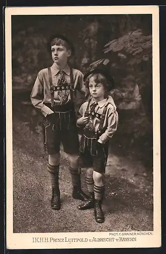 AK Prinz Albrecht u. Prinz Luitpold v. Bayern als Kinder
