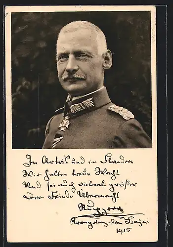 AK Kronprinz Rupprecht von Bayern in Uniform mit Orden